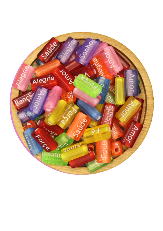 Miçanga COLORIDA TRANSLÚCIDA PALAVRAS