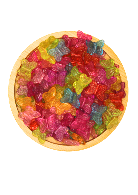 Miçanga COLORIDA TRANSLÚCIDA BORBOLETA