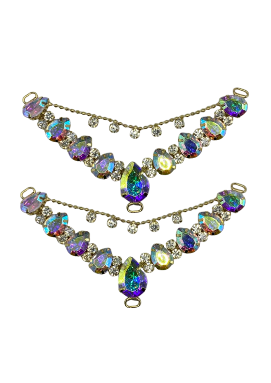 CABEDAL EM "V" - COM STRASS